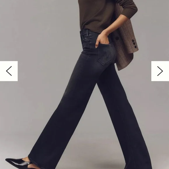 Mother the Hustler Roller High Rise Women's Black Flared Jeans - Picture 4 of 7